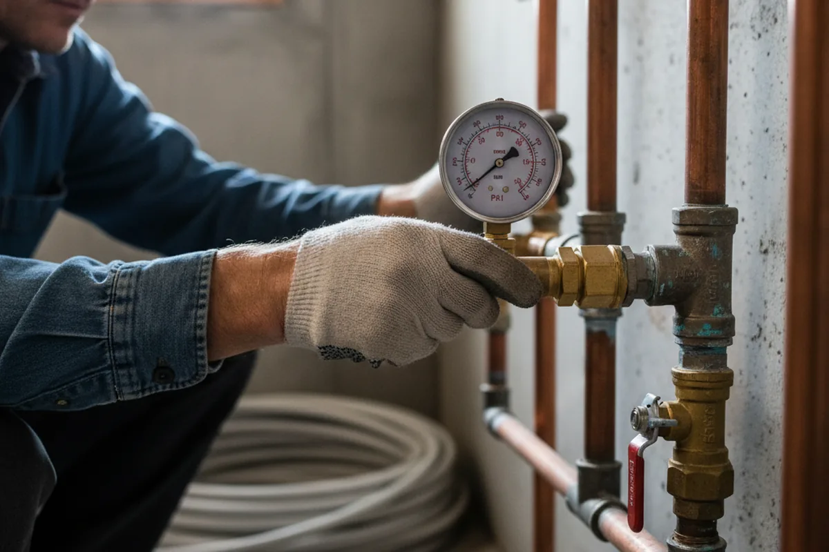 Pressure testing a repaired line during Water Line Repair in Plympton